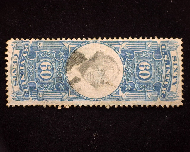 #R116 60c Internal Revenue. No cut cancel. F Used - US Stamp