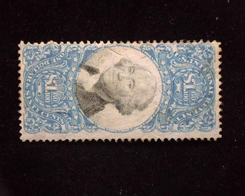 #R121 $1.00 Internal Revenue. Cut cancel. F Used - US Stamp
