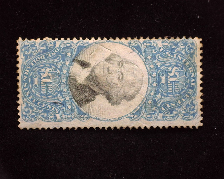 #R121 $1.00 Internal Revenue. Cut cancel. F Used - US Stamp