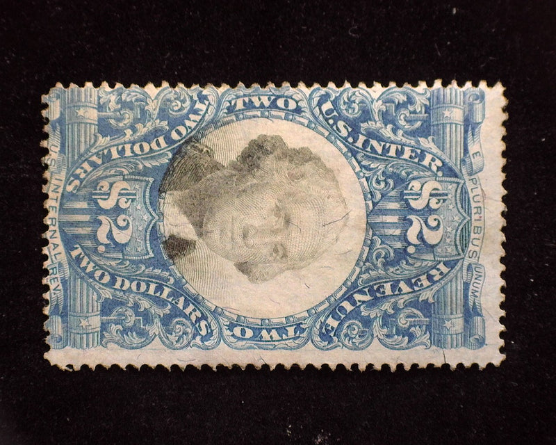 #R123 $2 Revenue. No cut cancel. F Used - US Stamp