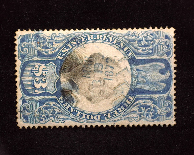 #R125 $3 Revenue. Cut cancel. VF Used - US Stamp