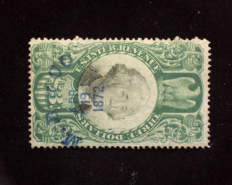 #R147 $3.00 Revenue. Cut cancel. F Used - US Stamp