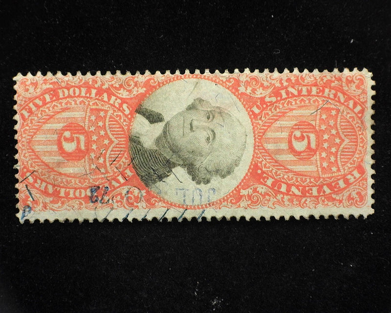 #R148 $5.00 Revenue. Cut cancel. F Used - US Stamp