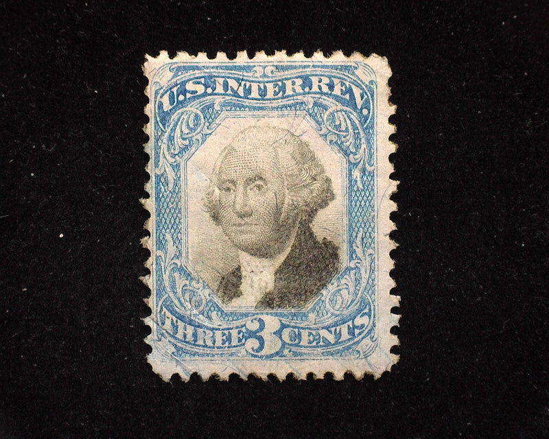#R105 3c Internal Revenue. Cut cancel. F - US Stamp