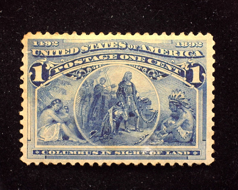 #230 1c Columbian Small thin. Mint VF/XF H - US Stamp