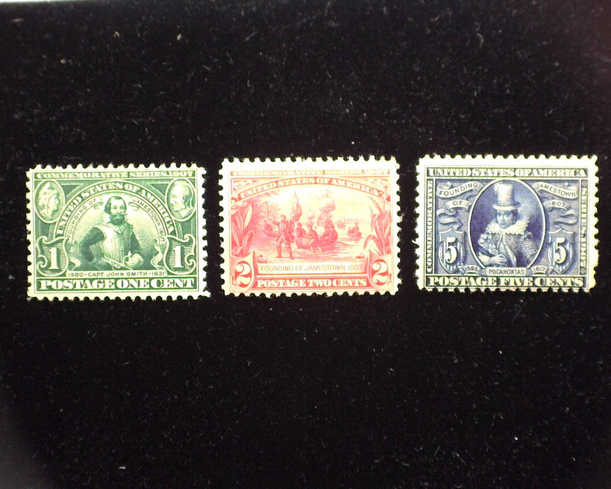 #328 - 330 1907 Jamestown Issue Fresh good color set. Mint F NH - US Stamp