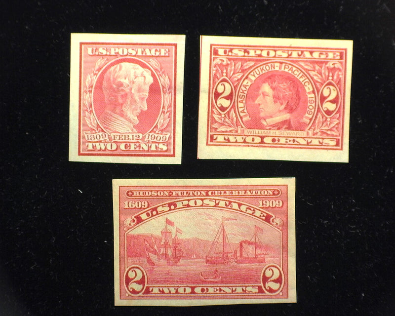#368, 371, 373 1909 Issue Imperforate. Mint VF/XF H - US Stamp