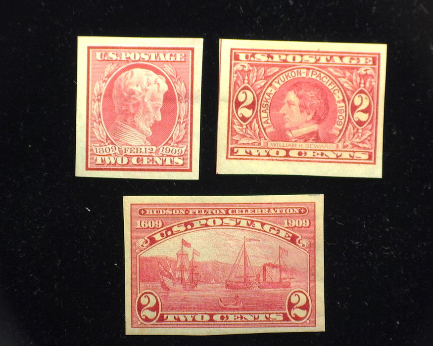 #368, 371, 373 1909 Issue Imperforate. Mint VF/XF H - US Stamp