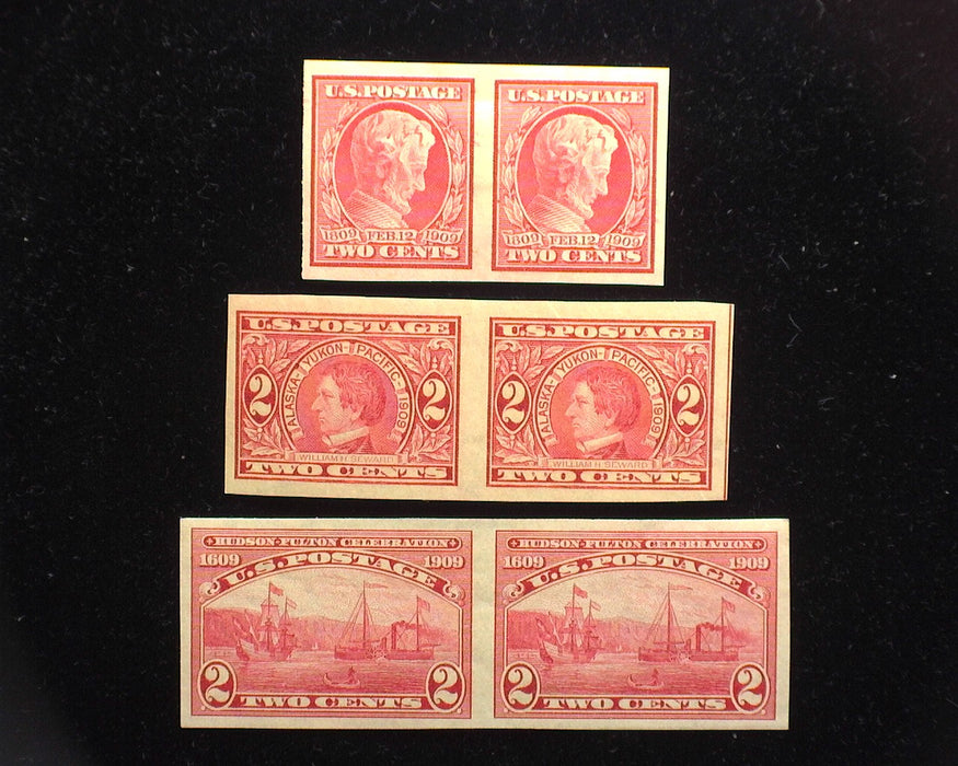#368, 371, 373 1909 Issue Imperforate. Choice horizontal pairs. Mint XF LH - US Stamp