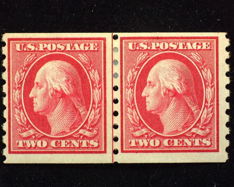 #393 2c Washington Fresh guide line pair. Mint F/VF LH - US Stamp