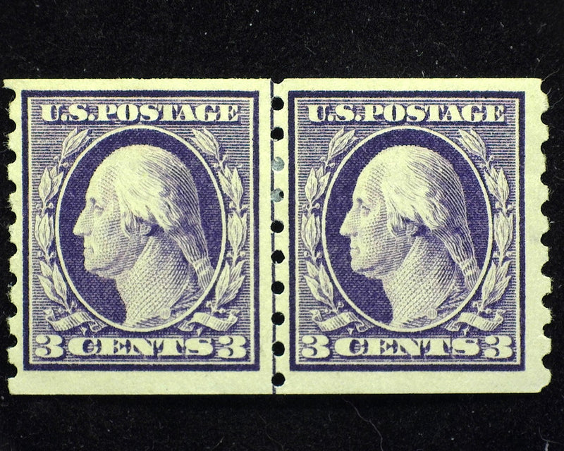 #394 3c Washington Choice guide line pair. Mint VF LH - US Stamp