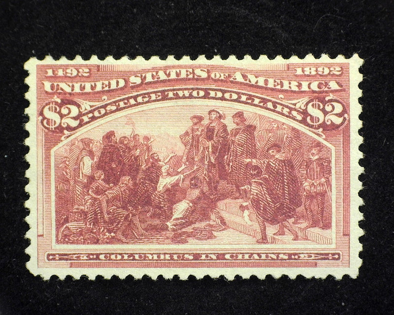 #242 $2.00 Columbian Rich color. Mint VF No gum Sensational color and freshness. - US Stamp