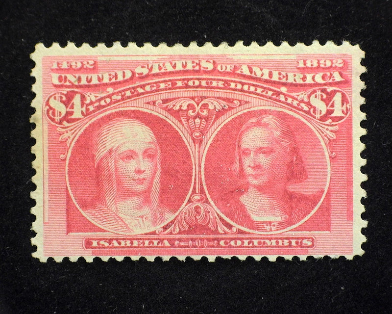 #244 $4.00 Columbian Rich desirable crimson lake shade. Fresh. Mint F LH - US Stamp
