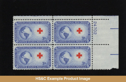 #1016 3 Cents Red Cross Mnh Plate Block Us Stamps F/vf Pb Generic