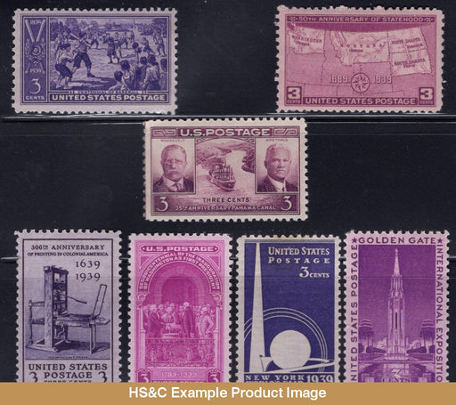 1939 Us Commemorative Stamp Year Set Mnh #852-858 F/vf Stamps Generic Sets