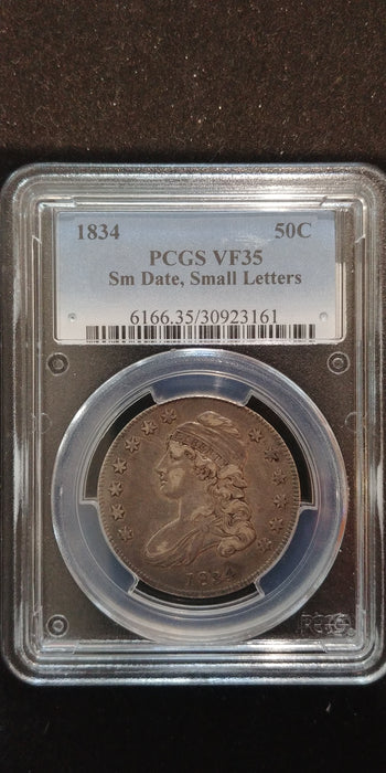 1834 Capped Bust Half Dollar PCGS VF35 Small date, small letters. - US Coin
