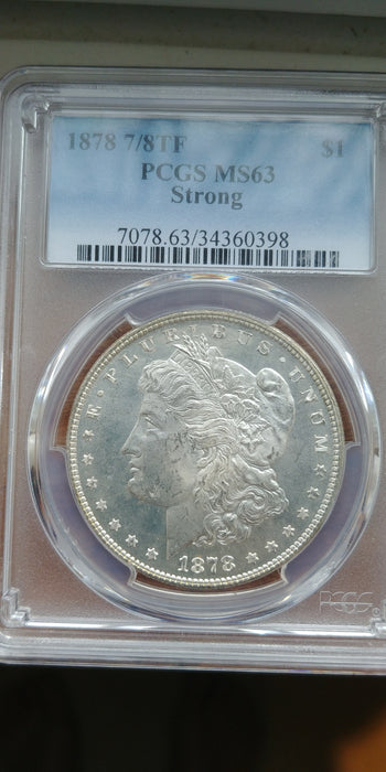 1878 7/8 tail feathers Morgan Dollar PCGS - MS63 Strong - US Coin