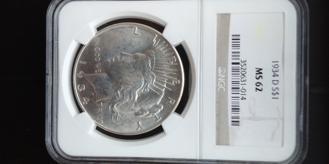 1934 D Peace Dollar NGC - MS62 - US Coin