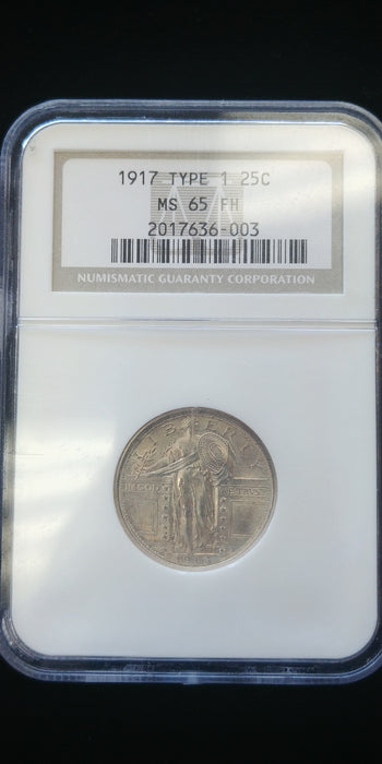 1917 Type 1 Standing Liberty Quarter NGC-65 FH - US Coin