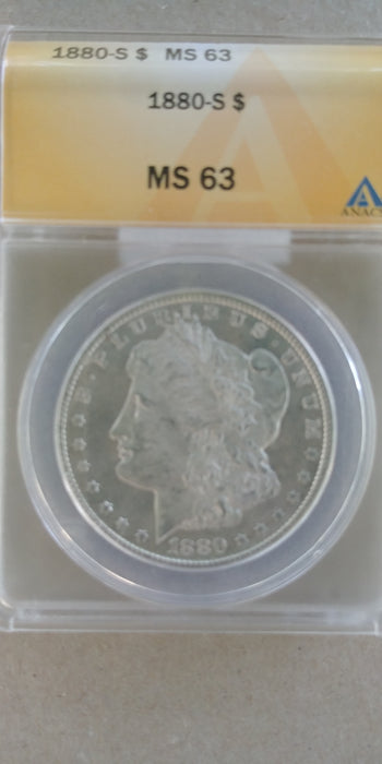 1880 S Morgan Silver Dollar MS63 ANACS Slab - US Coin