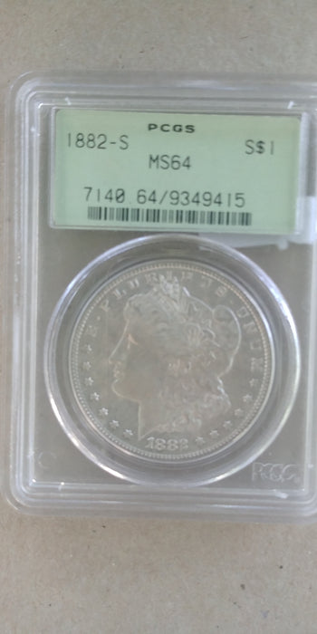 1882 S Morgan Silver Dollar MS64 PCGS Slab - US Coin