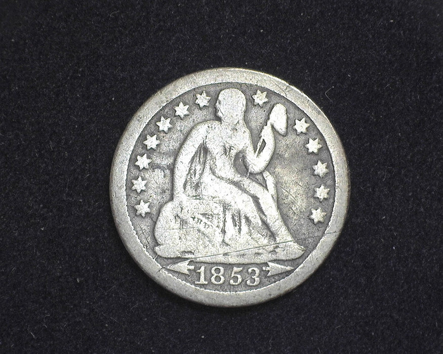 1853 O Liberty Seated Dime VG Scratchy - US Coin