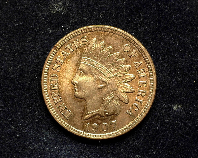1907 Indian Head Penny/Cent BU Red - US Coin