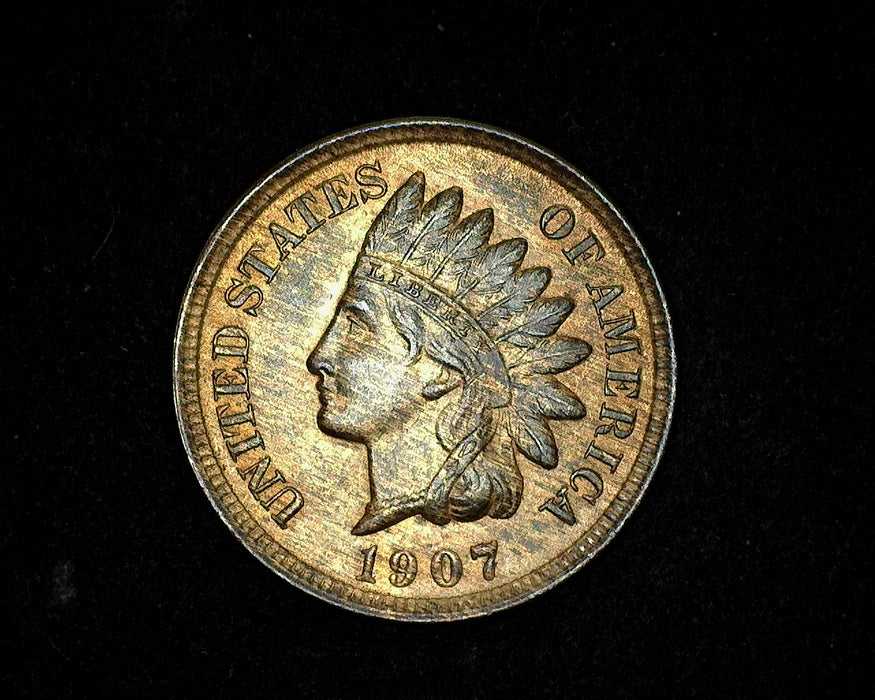 1907 Indian Head Penny/Cent BU Red/Brown - US Coin