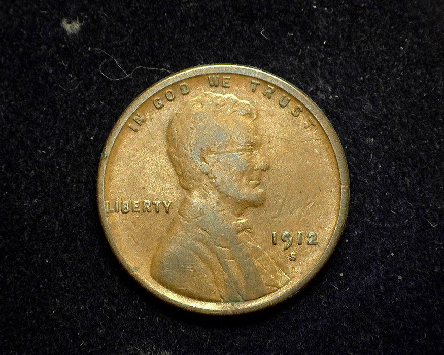 1912 S Lincoln Wheat Penny/Cent F Scratch - US Coin