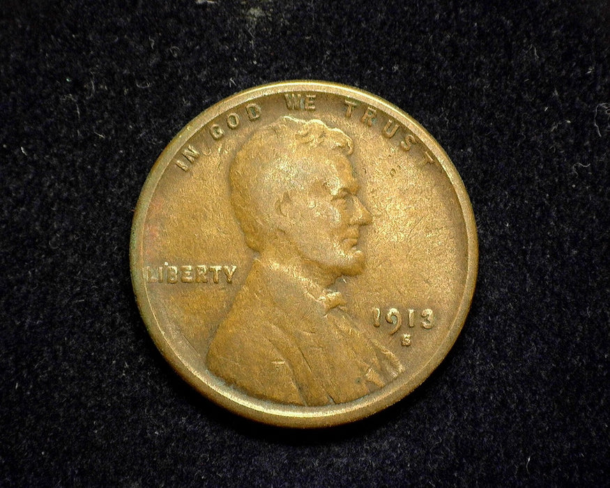 1913 S Lincoln Wheat Penny/Cent F - US Coin