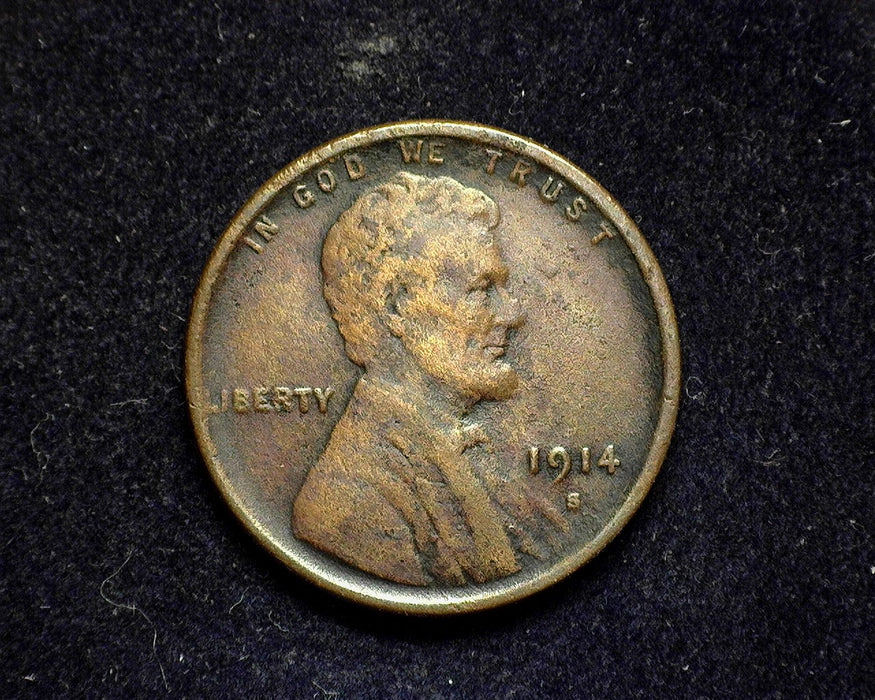 1914 S Lincoln Wheat Penny/Cent F Corrosion - US Coin