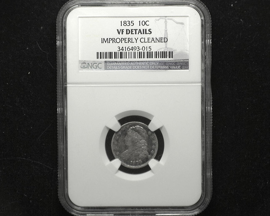 1835 Capped Bust Dime VF NGC Improperly cleaned - US Coin