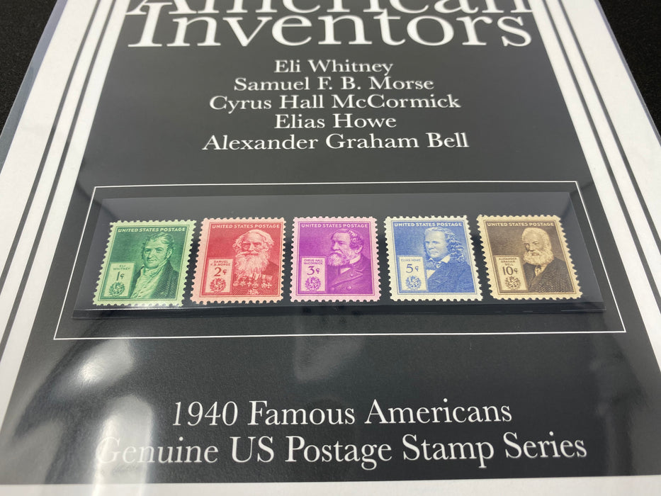 Gift for Inventors - USPS 1940 Famous American Inventors Stamps - 8.5x11 Framable Art US Stamp