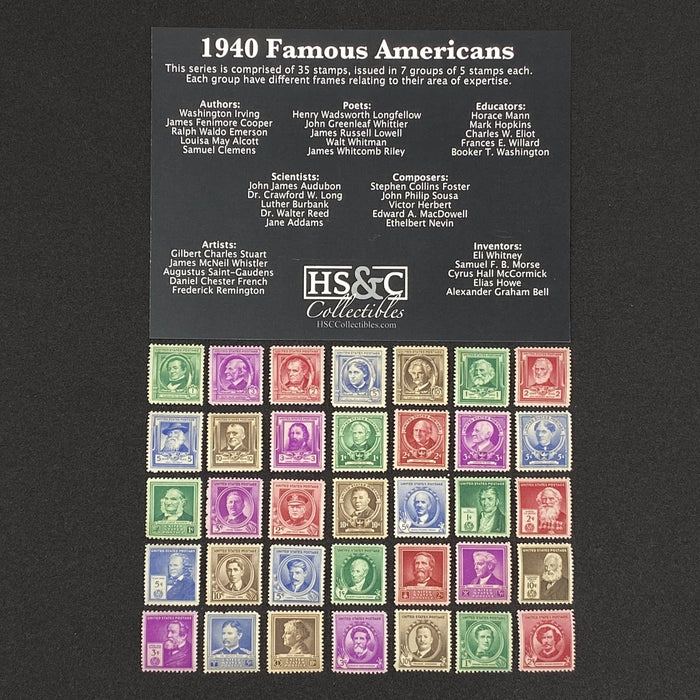 USPS 1940 Famous Americans Issue Stamp Collection Gift Set US Stamp