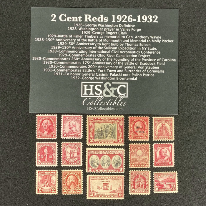 USPS 1926-1932 Two Cent Red Stamp Collection Gift Set US Stamp