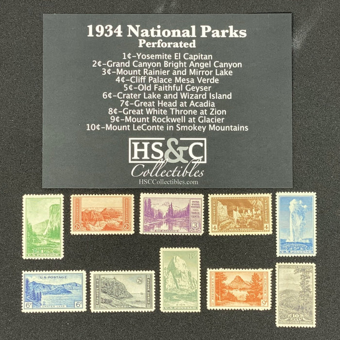 USPS 1934 National Parks Year Issue Perforated Stamp Collection Gift Set US Stamp