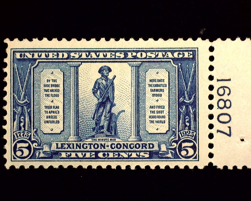 #619 5c Lexington Concord Fresh PL# single. Mint F/VF NH US Stamp
