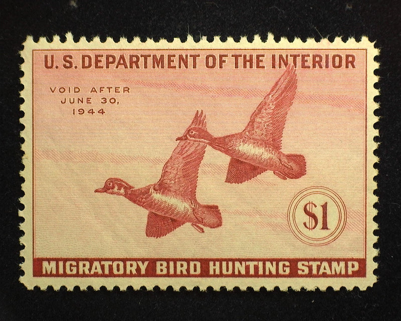 #RW10 $1.00 Hunting Permit Fresh and Choice. XF NH - US Stamp