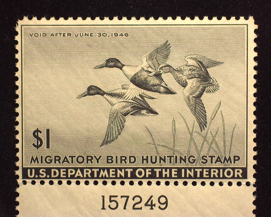 #RW12 1 Dollar Hunting Permit Fresh PL# single. Mint VF NH US Stamp