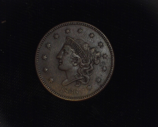1836 Large Cent Matron AU Obverse - US Coin - Huntington Stamp and Coin