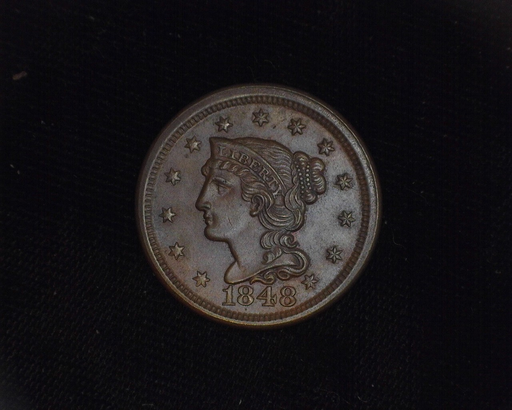 1848 Large Cent Braided Hair BU MS-63 Obverse - US Coin - Huntington Stamp and Coin