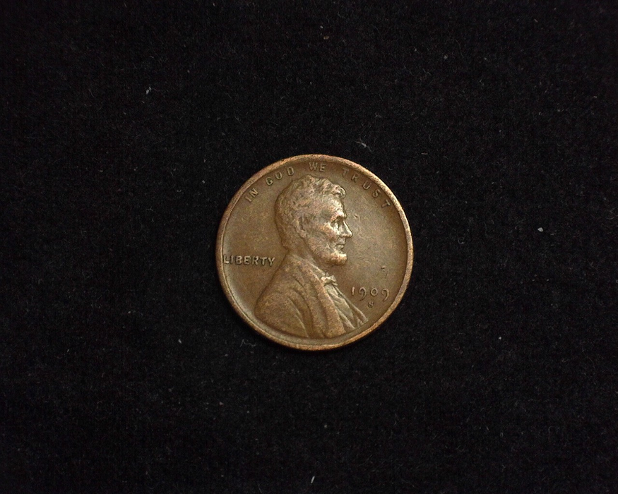 HS&C: 1909 S Cent Lincoln Wheat F Coin