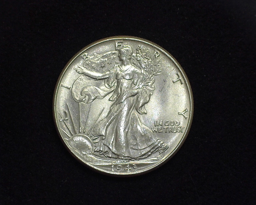 HS&C: 1943 Half Dollar Walking Liberty BU, MS-64 Coin
