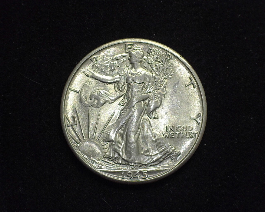 HS&C: 1945 D Half Dollar Walking Liberty BU, MS-63 Coin