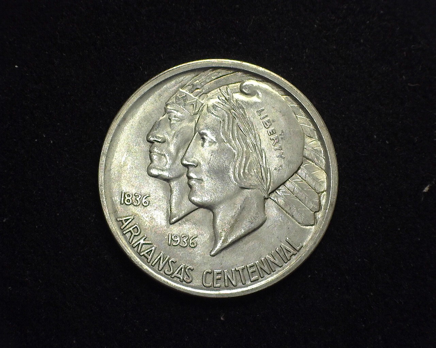HS&C: 1936 Arkansas D Half Dollar Commemorative BU, MS-65 Coin