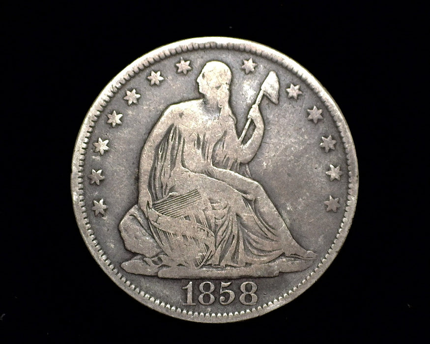 1858 O Liberty Seated Half Dollar VG - US Coin