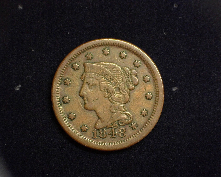 1848 Large Cent Braided Hair Cent VF - US Coin