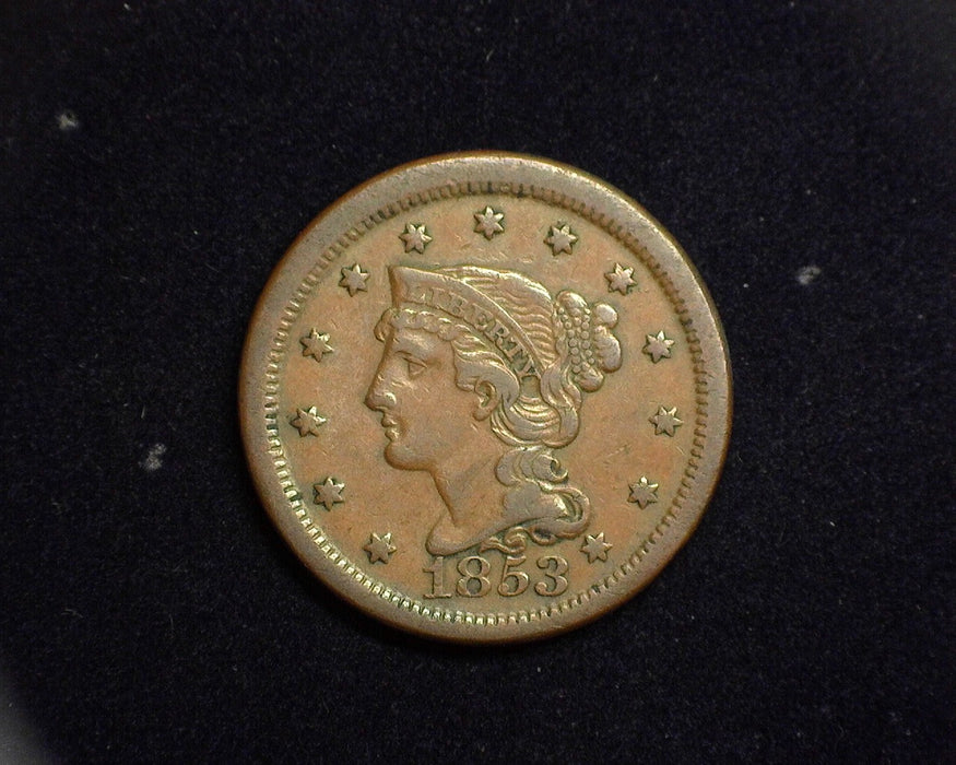 1853 Large Cent Braided Hair Cent VF/XF - US Coin
