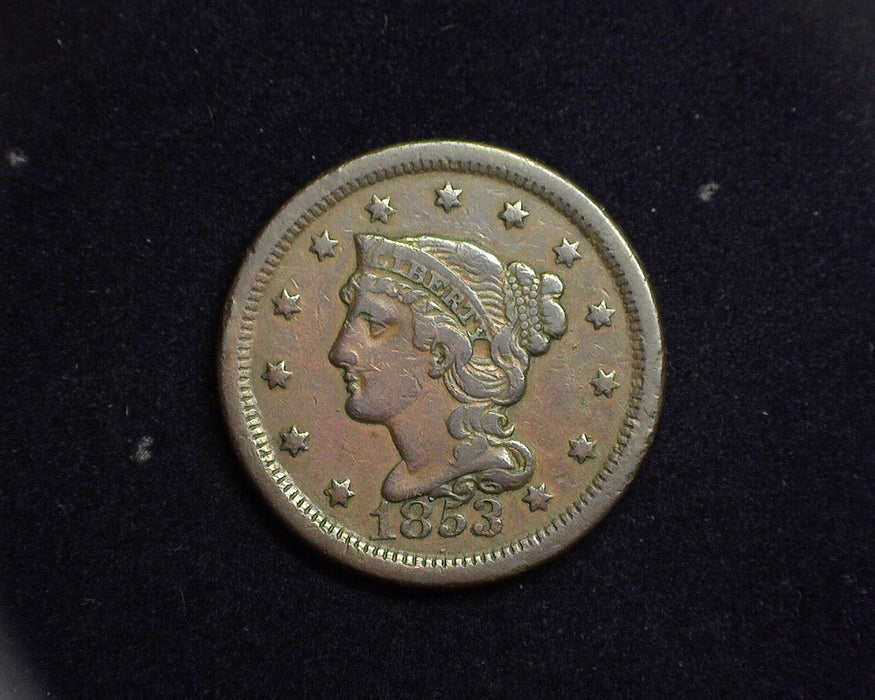 1853 Large Cent Braided Hair Cent VF - US Coin