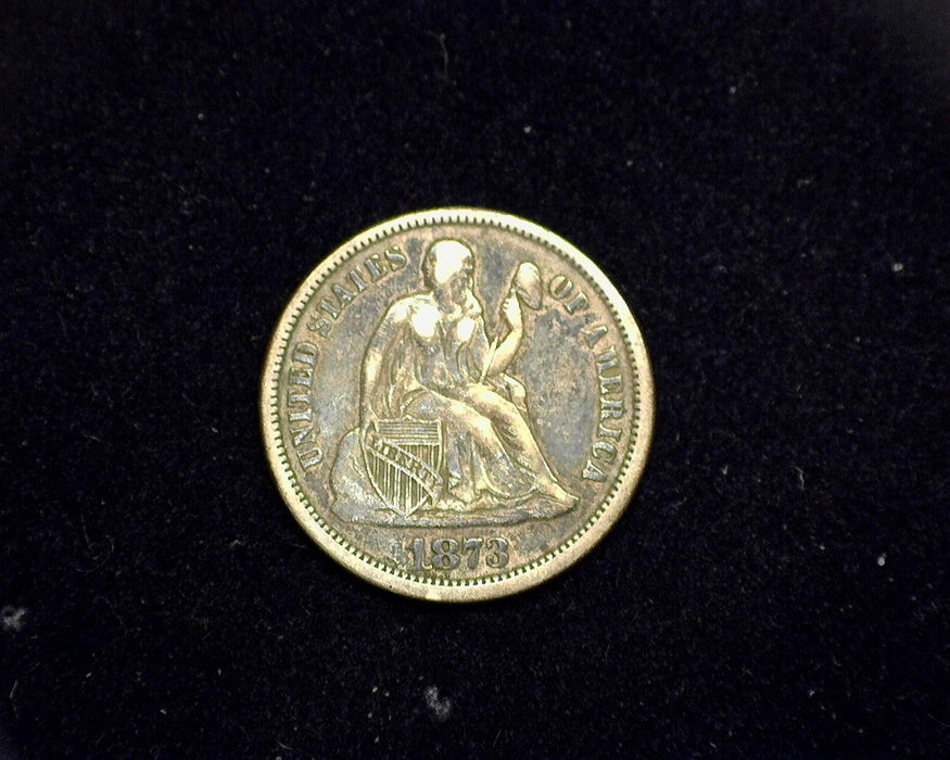1873 Closed 3 Liberty Seated Dime VF - US Coin